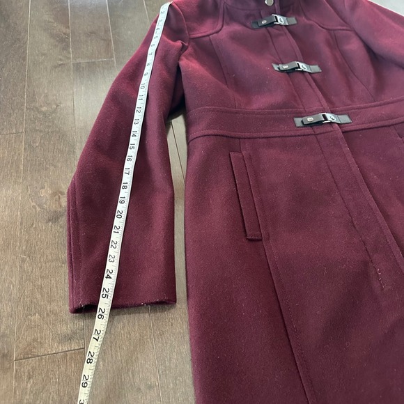 Kenneth‎ Cole Womens Buckle Overcoat Wool Academia Burgundy 14 - Picture 7 of 11